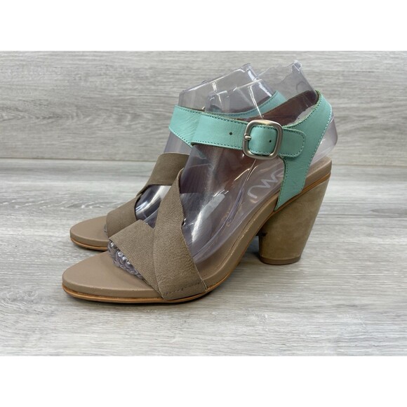 EMU Australia Ever Women's Brown Suede Turquoise Heel Sanal 8 Ankle Strap Shoes - Picture 3 of 10